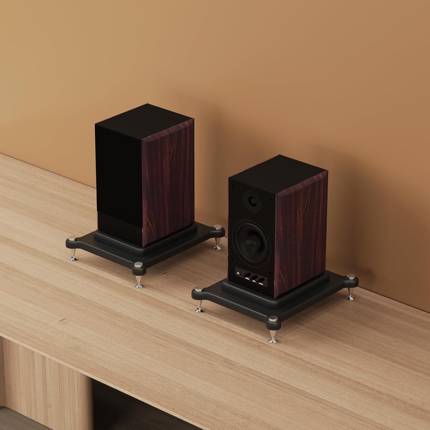 2pcs Subwoofer Isolation Stand, Double-Layered Speaker Isolation Stands with Stainless Steel Metal Feet, Acoustic Speakers Isolation Pad for Floor, Desktop (9.8×11.8in)