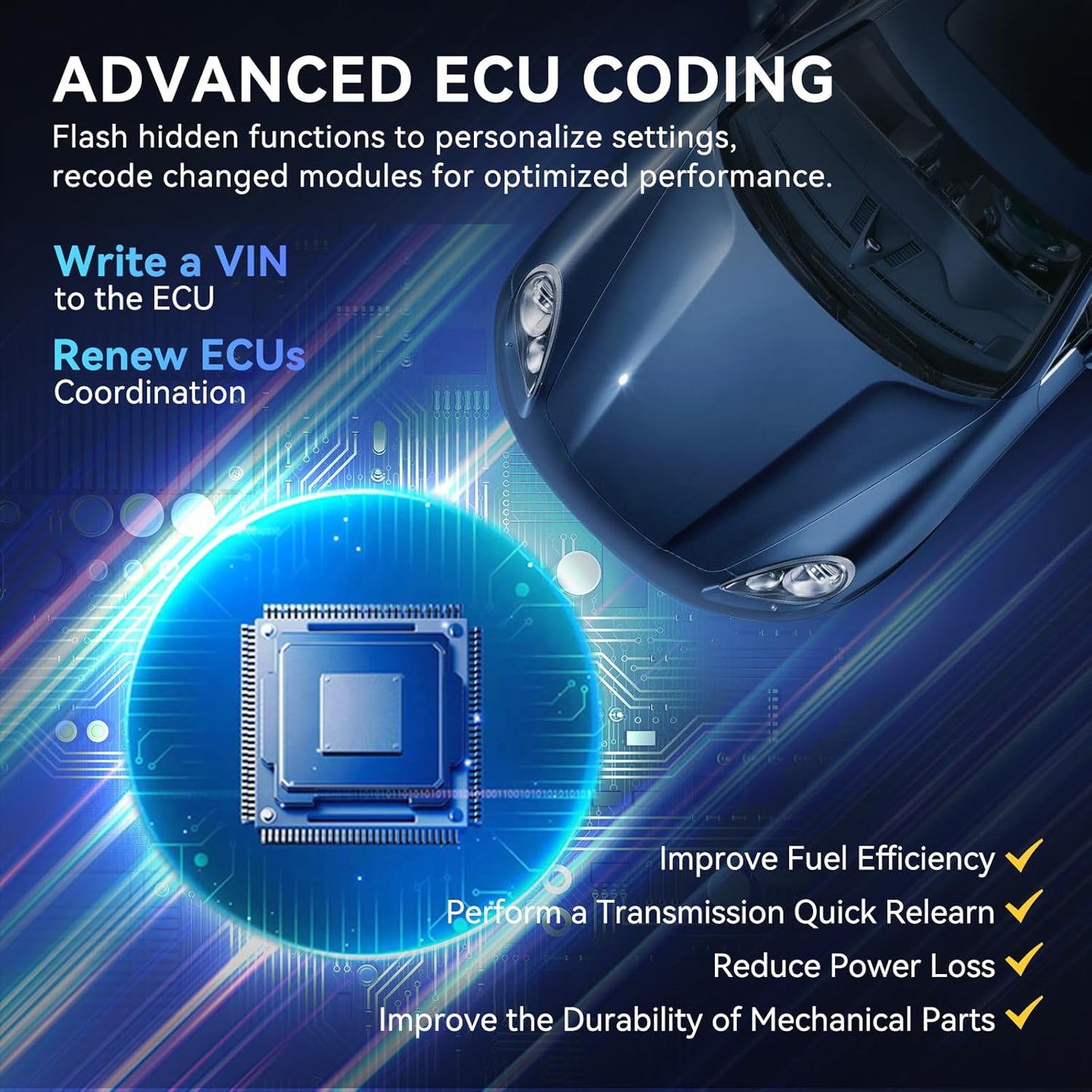 MUCAR OBD2 Scanner Diagnostic Tool, Bidirectional Scan Tool, All Systems 28+ Reset, Obd2 Scanner Bluetooth for Car with Active Test ECU Coding, FCA CAN-FD, Lifetime Free Update