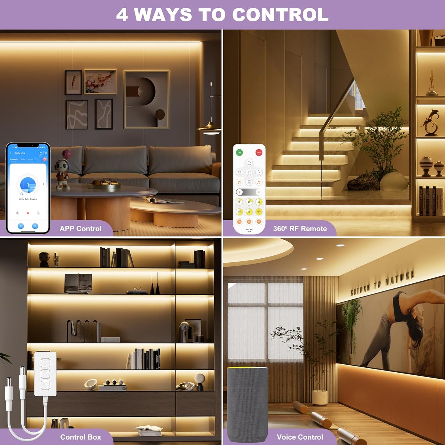 MIWISE LED Dimmer,Smart WiFi+Bluetooth Dimmable Controller with RF Remote,Work with Alexa/Google,Two Ports 5V/12V/24V for 3528/2835/5050/SMD COB Single Color LED Strip Lights,Timer/Memory Function