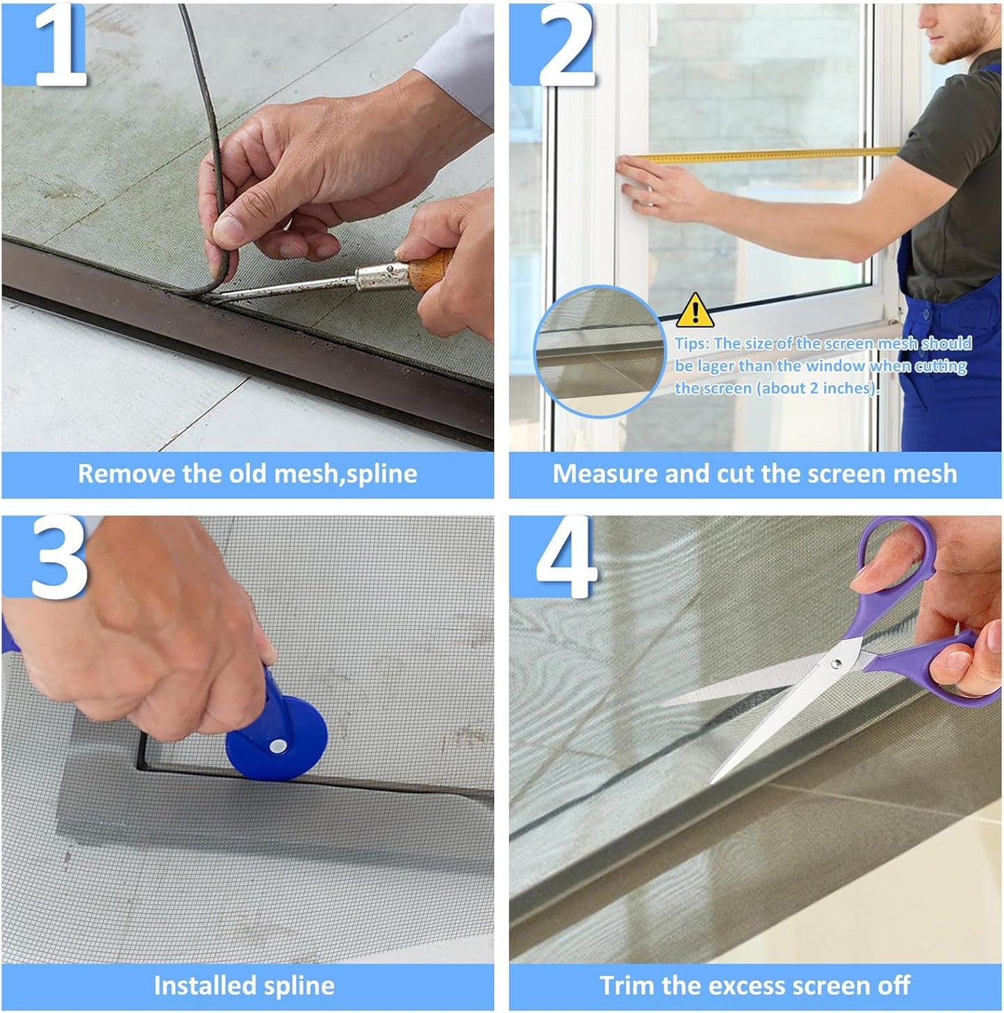 40"x118" Window Screen Mesh, Fiberglass Window Screen, Screen Door Mesh, Windows Screens and Screen Door Replacement, Patio Screen Mesh- Gray