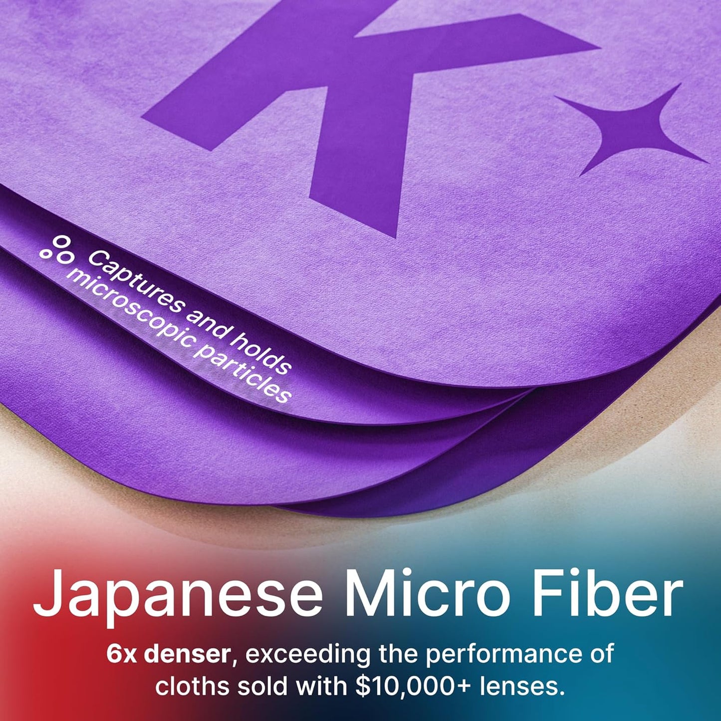 Koala Lens Cleaning Cloth | Japanese Microfiber | Glasses Cleaning Cloths | Eyeglass Lens Cleaner | Eyeglasses, Camera Lens, VR/AR Headset, and Screen Cleaning | Blue & Purple (Pack of 6)