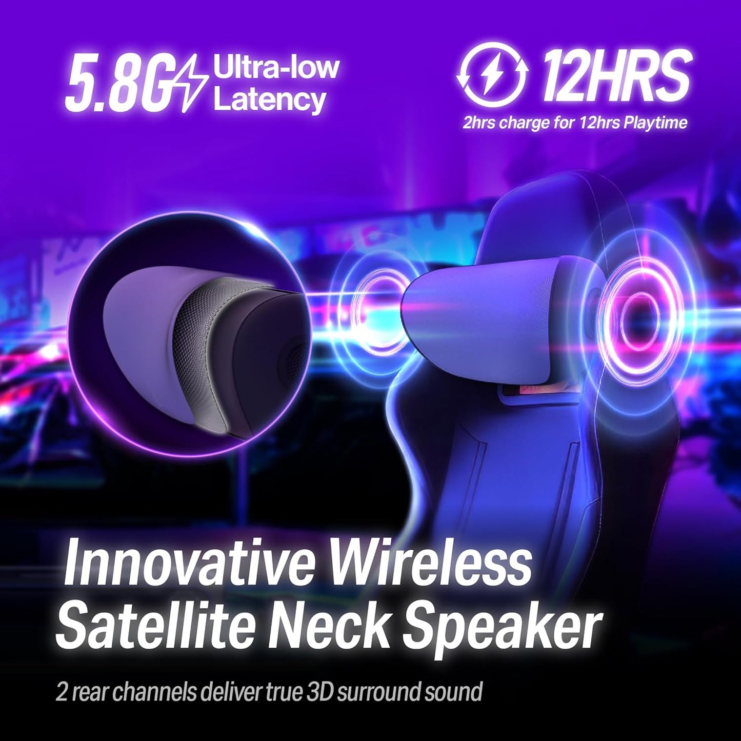 OXS Thunder Pro+ Gaming Soundbar with Wireless Satellite Neck Speaker, 7.1.2 Dolby Atmos Surround Sound System, Built-in Woofer, App Customization, RGB Effects, 3 Pro Gamer Modes, Sleek Toggle Design