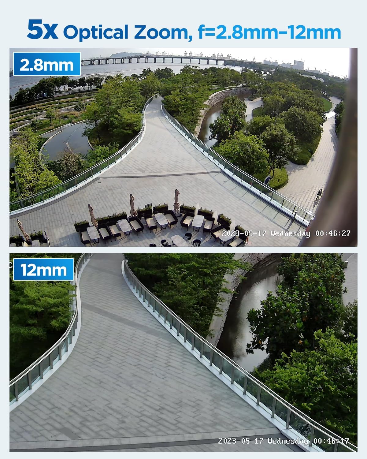 4COVR PoE PTZ Security Camera System 8 Channel, 8X 5MP IP PTZ Camera Two Way Audio, 280ｰ Pan 90ｰ Tilt 5X Optical Zoom, Smart Color Night Vision, Human Vehicle Detection, 4K NVR 2TB HDD, LY5XCP5M0808