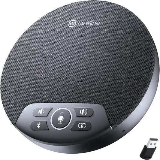 N newline Conference Speaker and Microphone, 4 AI Mics 360° Voice Pickup, Plug & Play, Bluetooth Speakerphone w/dongle, Wireless Daisy Chaining, Noise Reduction, for Meeting, Home Office, NewPie 91