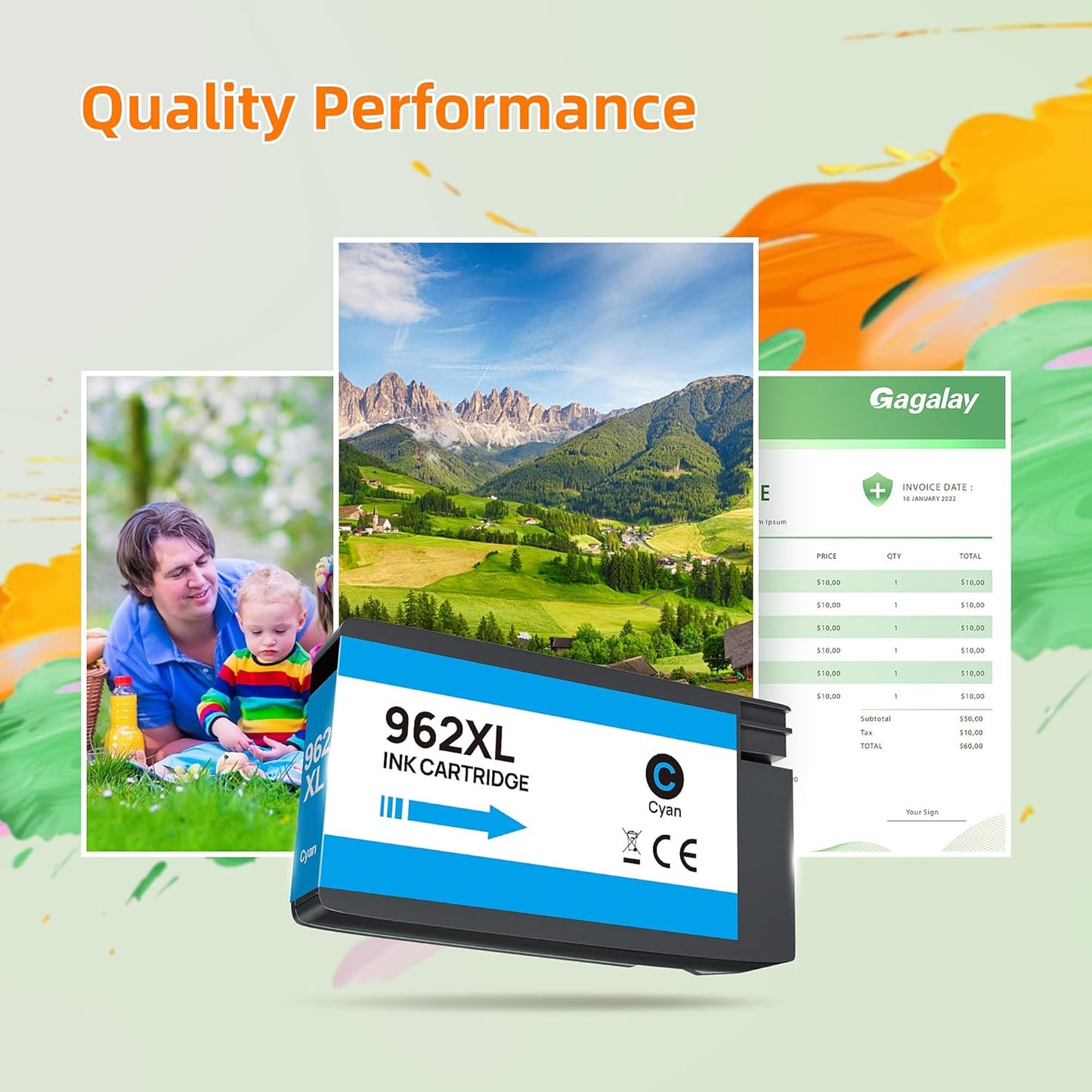 962XL 962 Ink Replacment for HP 962XL Ink Cartridges Combo Pack for HP Ink 962XL Black and 962 Color Combo Pack High Yield Work with Officejet Pro 9010 9020 9015 Series Printers, 4 Pack