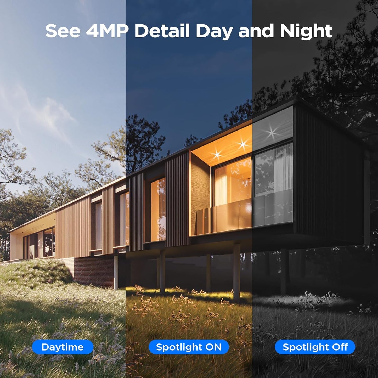 Camcamp 4MP Battery Powered WiFi Camera with Solar Panel, Spotlight, PTZ, 2-Way Audio, Smart Human Detection, Cannot Work Alone, Only Compatible SC23 Solar Security Camera System