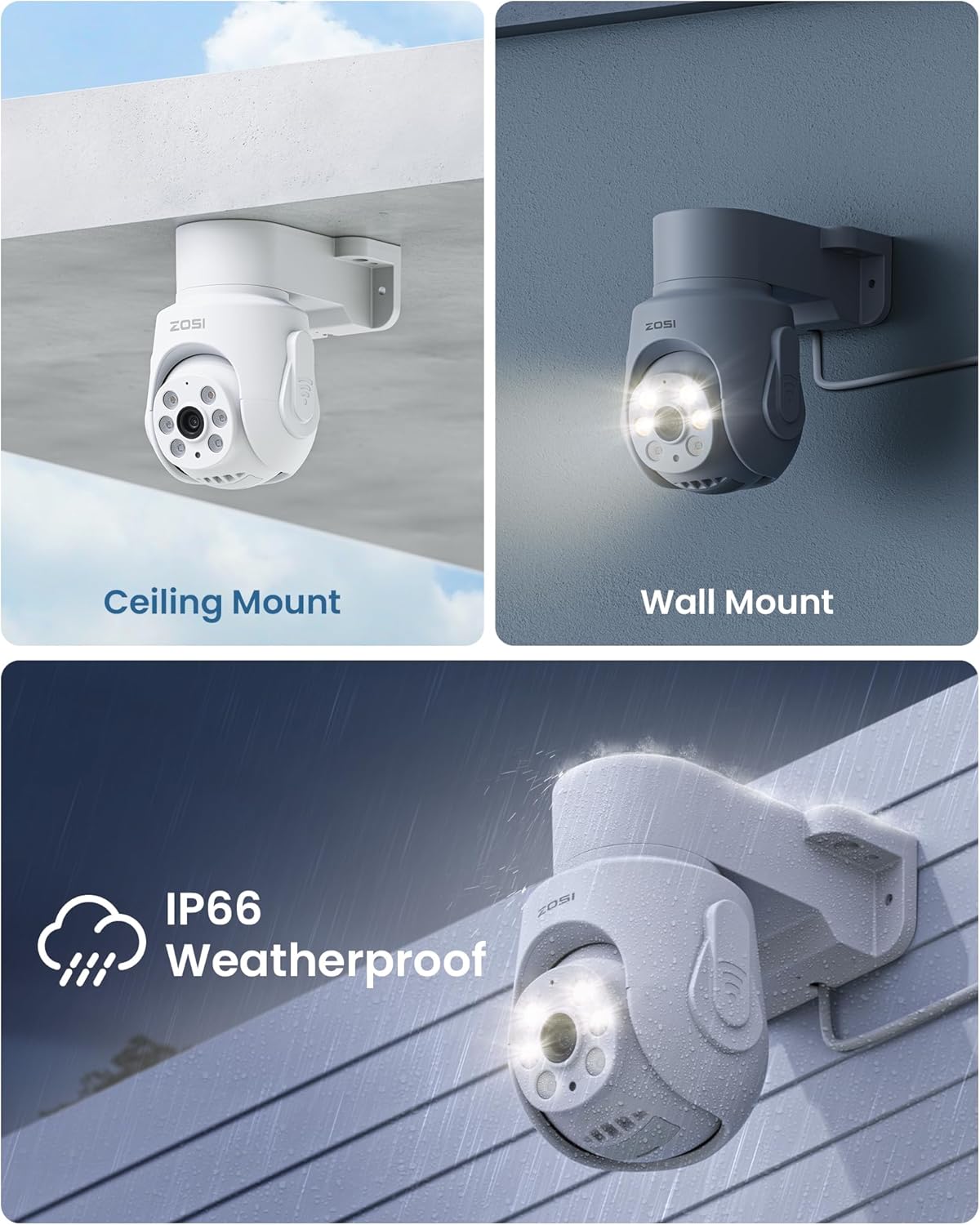 ZOSI 3K 5MP Plug-in Wired WiFi Security Camera, Wi-Fi 6 New Technology, PT Wireless Camera with Auto Track, AI Person Detect, Color Night Vision, Smart Light & Siren Alert, 2-Way Audio, Local Storage