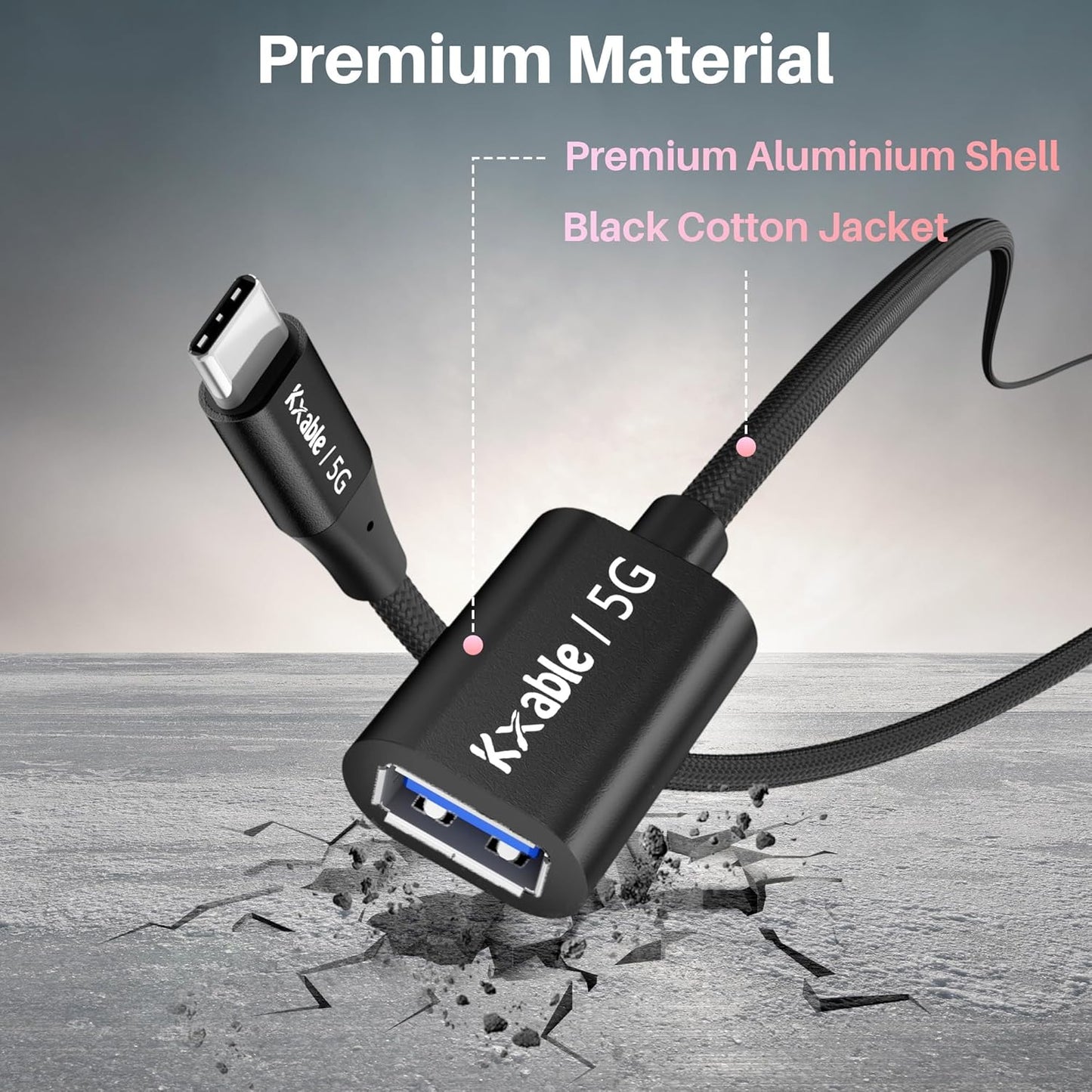 USB C to USB Female Cable 6FT, Type-C Male to USB A 3.1 Female OTG Cable, 5Gbps Data Transfer, Compatible with MacBook Pro/Air, iPhone 16 Pro Max/16 Plus/16/15 Series, Galaxy S24/S23/S22/S21 and More