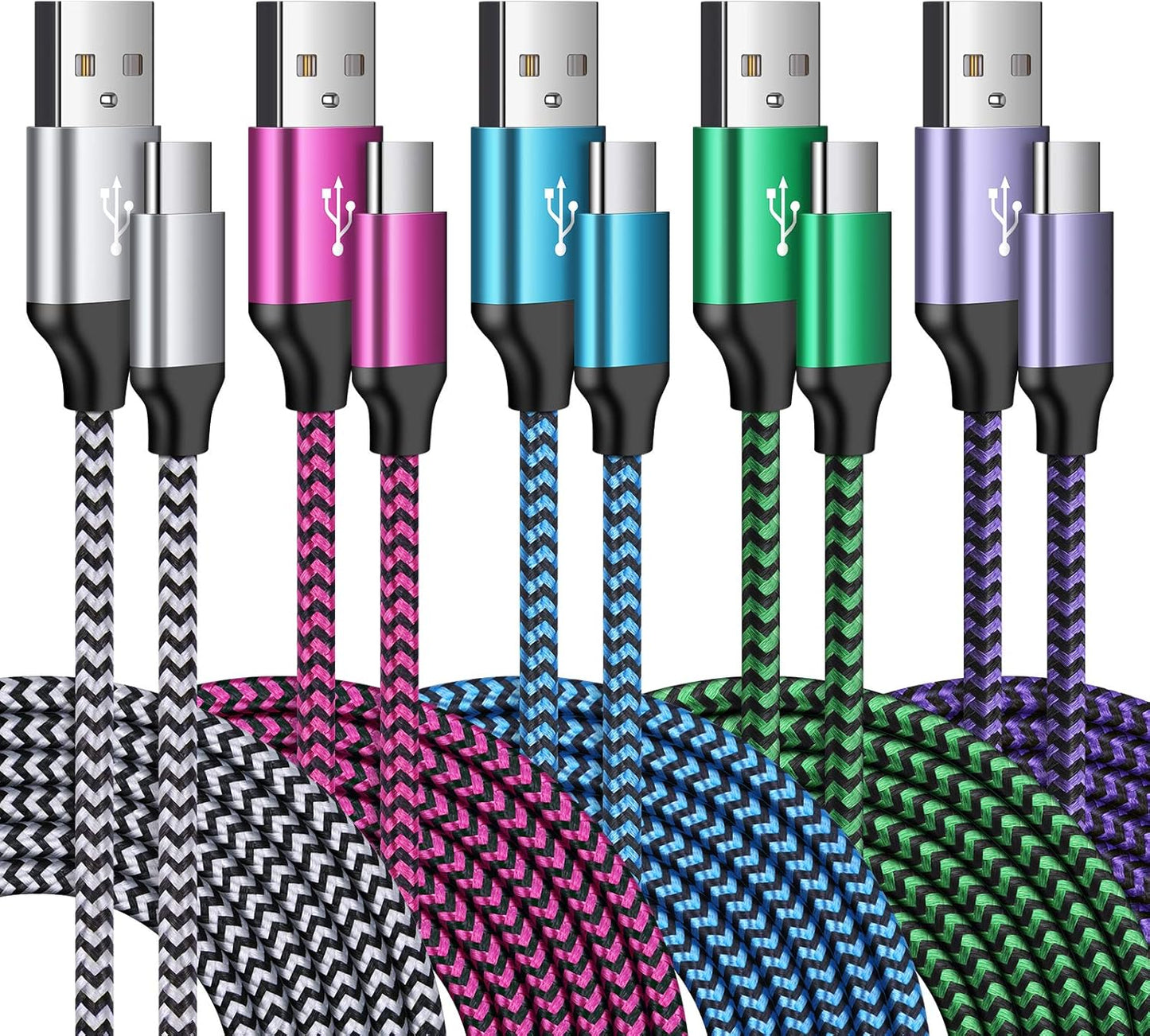 USB C Cable 3FT, 5Pack Type C Fast Charging Cable Nylon Braided Android Phone Charger Cord for iPhone 17 16e 16 15 Pro Max Samsung Galaxy S25 Ultra S24 A17 A56 A36 A16 A55 A35 A15 A14 A13 Pixel 10 9
