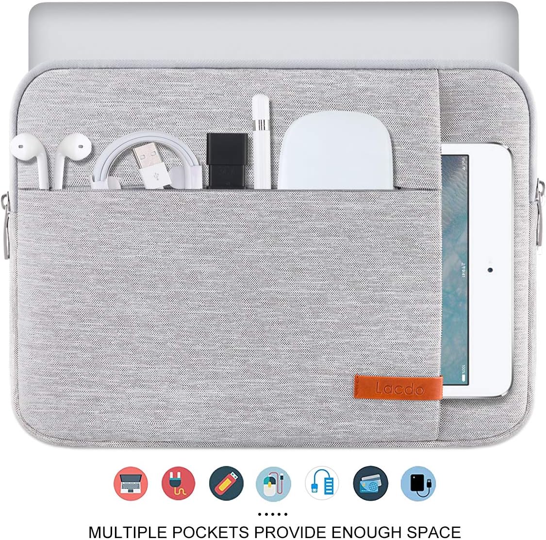 Lacdo Laptop Sleeve Case for 14 inch New MacBook Pro M4/M3/M2/M1 Chips Pro Max A3112 A3401 A3185 A2918 A2992 A2779 2024-2021, 13.8" 13.5" Microsoft Surface Laptop 7th 6 5 4 3 Computer Bag, Gray