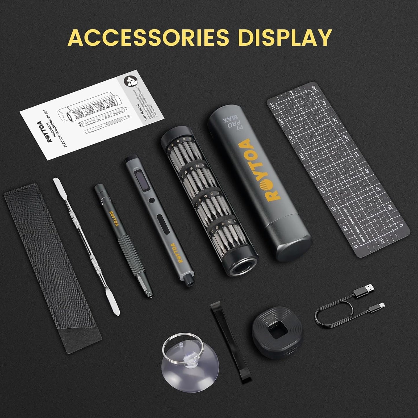 Mini Electric Screwdriver Set 3.7V, Precision Electric Screwdriver Cordless 80-in-1, 4 Torque Settings, 60 S2 Metal Bits, Magnetic Storage, Repair Tool for Electronics Watch Laptop Clocks Cameras