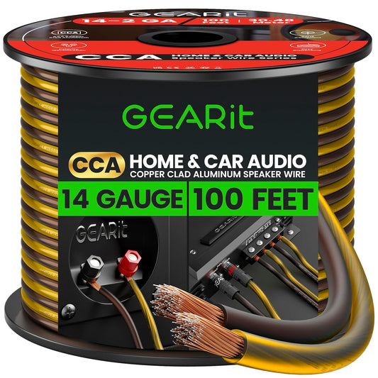 GEARit Speaker Wire 14 Gauge, Speaker Cable 100ft for Car Audio, Home Theater, CCA(Black Yellow)