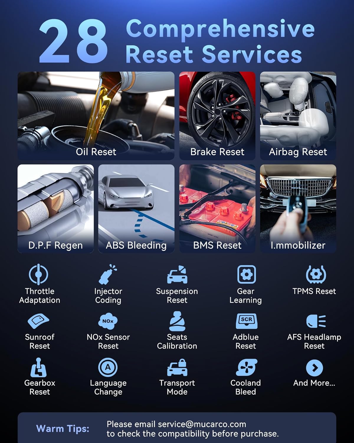 MUCAR CS90 OBD2 Scanner Diagnostic Tool with 28+ Reset Service, Engine Powertrain Car Scanner, ABS Code Reader, SRS Scan Tool for Cars, Auto VIN, Lifetime Free Update