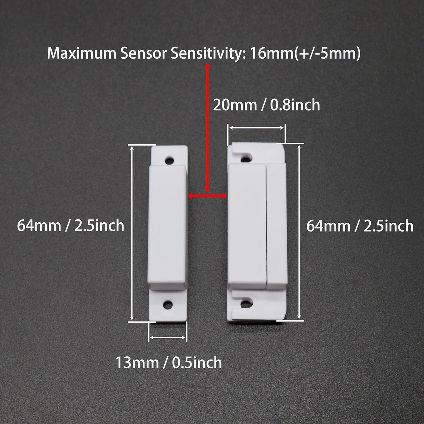Magnetic Reed Switch NO Surface Mount Wired Door Window Contact Sensor with Cover for Home Security and Burglar Alarm Systems MC-31 5pcs