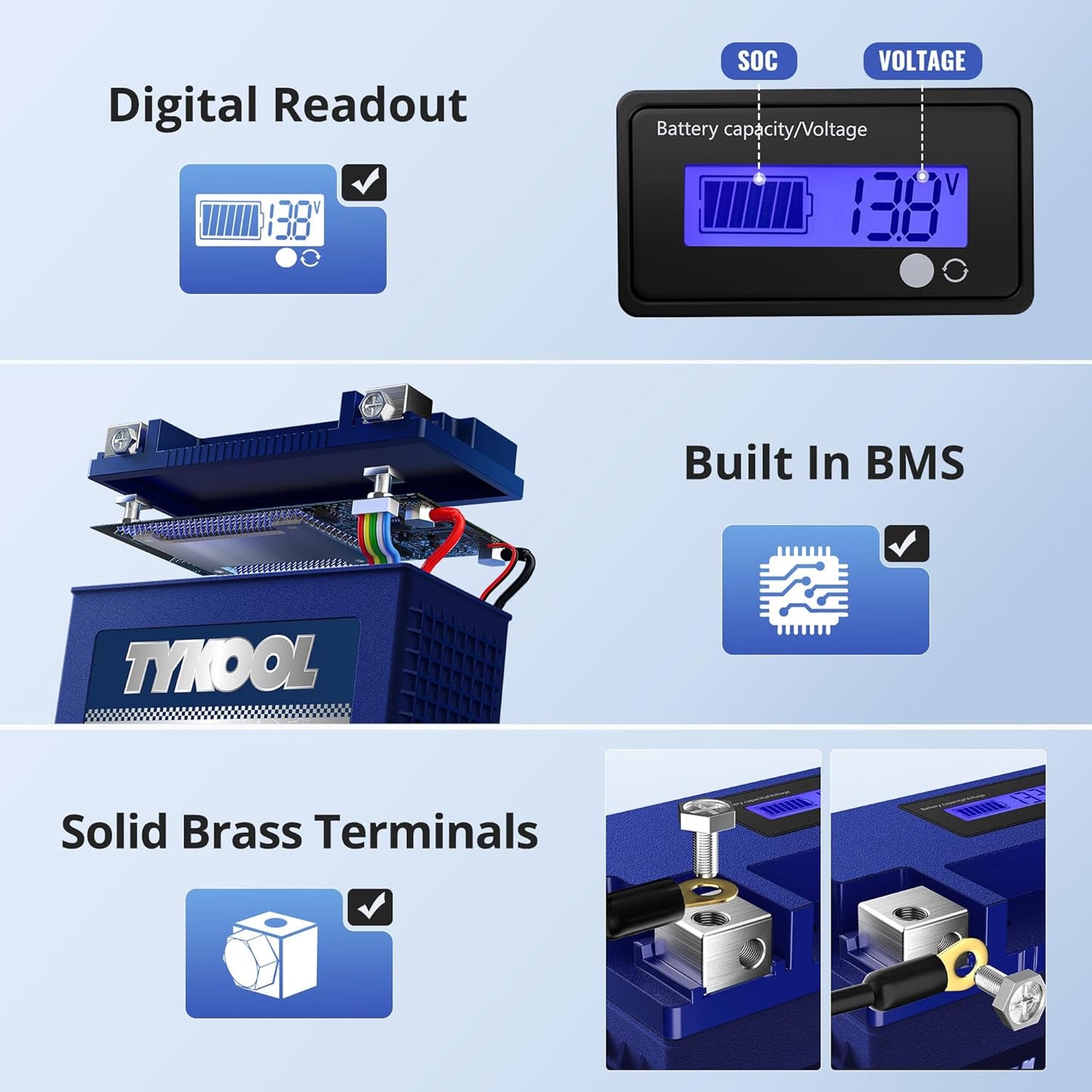 YTX20-BS/YTX20H-BS/GYZ20H Lithium LiFePO4 Motorcycle Battery, 600CCA,12Ah,Built in BMS, Powersports Battery,for ATV,UTV,Jet Ski,PWC,Snow mobile and Generator