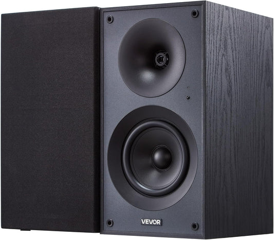 VEVOR Powered Bookshelf Speakers, 25W x 2, Active Studio Monitor Speaker with 5.25 Inch Woofer, Bluetooth/RCA/Coaxial/Optical/USB/Subwoofer Connection, Wooden Enclosure, for Record Player Turntable PC