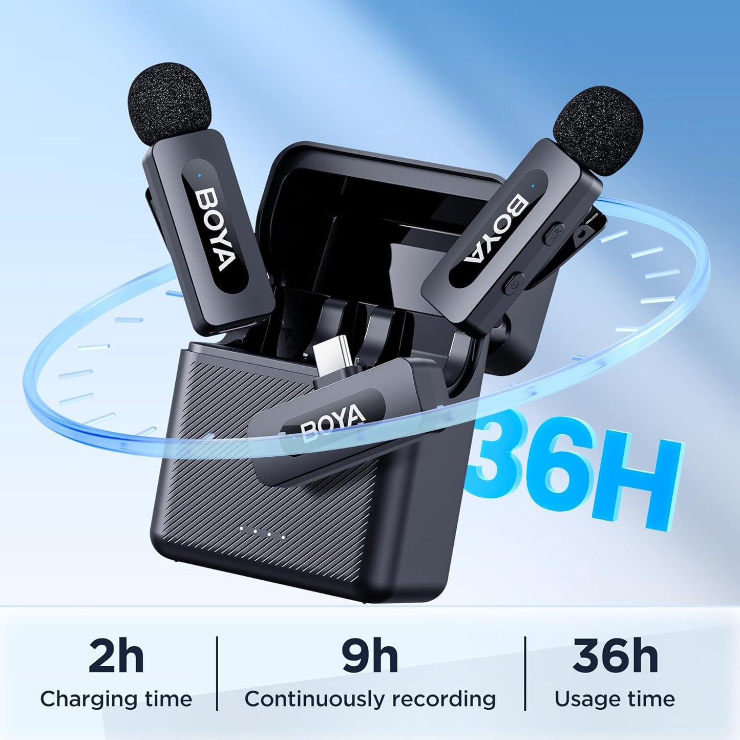 BOYA BY-V30 Wireless Lavalier Microphone,USB Type-C Mini Laple Mics for iPhone16,Android Smartphone,36H Battery,Noise Reduction,328FT Range Clip-on Condenser Mic for YouTube Interview TikTok