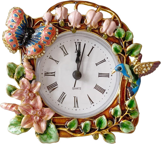 Decorative Mini Table Clock, Vintage Metal Silent Analog Quartz Battery Operated Table Top Clock for Living Room Decor Shelf