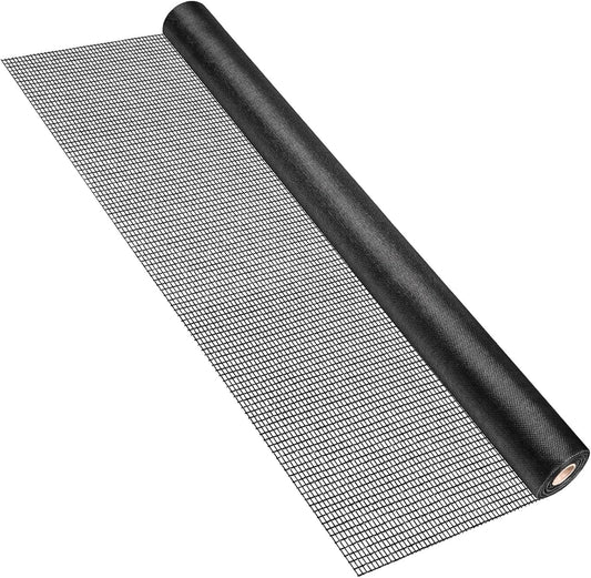Ouskr Replacement Window Screens Roll, 48 inch x 100 feet Durable Window Screen Mesh for Patio Porch Door Windows, DIY Adjustable Fiberglass Window Screen Repair Kit Sliding Net Pet, Black