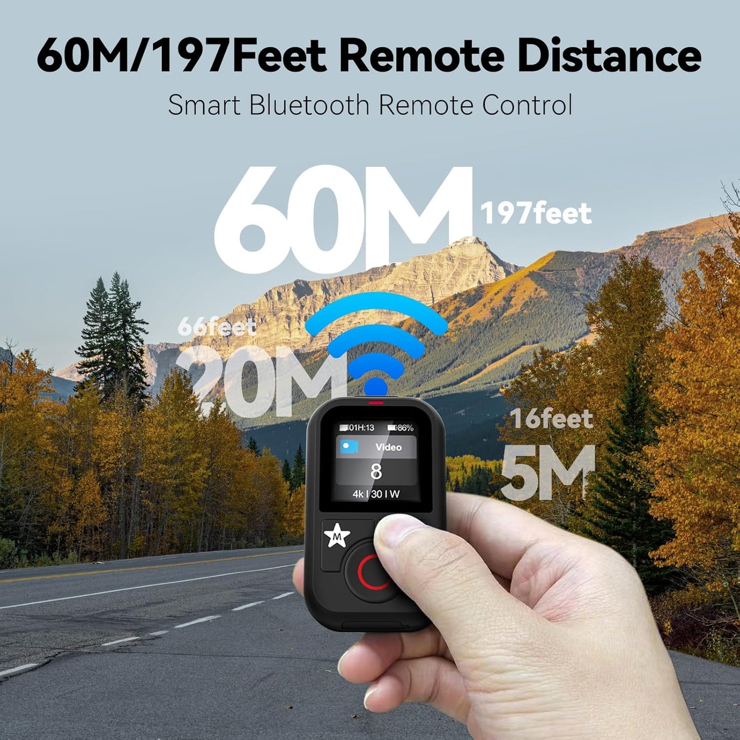 TELESIN T13 Waterproof Wireless Remote Control for GoPro | Color LCD Dispaly, Smart Controller with Wrist Strap Compatible with Go Pro 13 12 11 10 9 8 Black Max Mini Action Camera Accessories