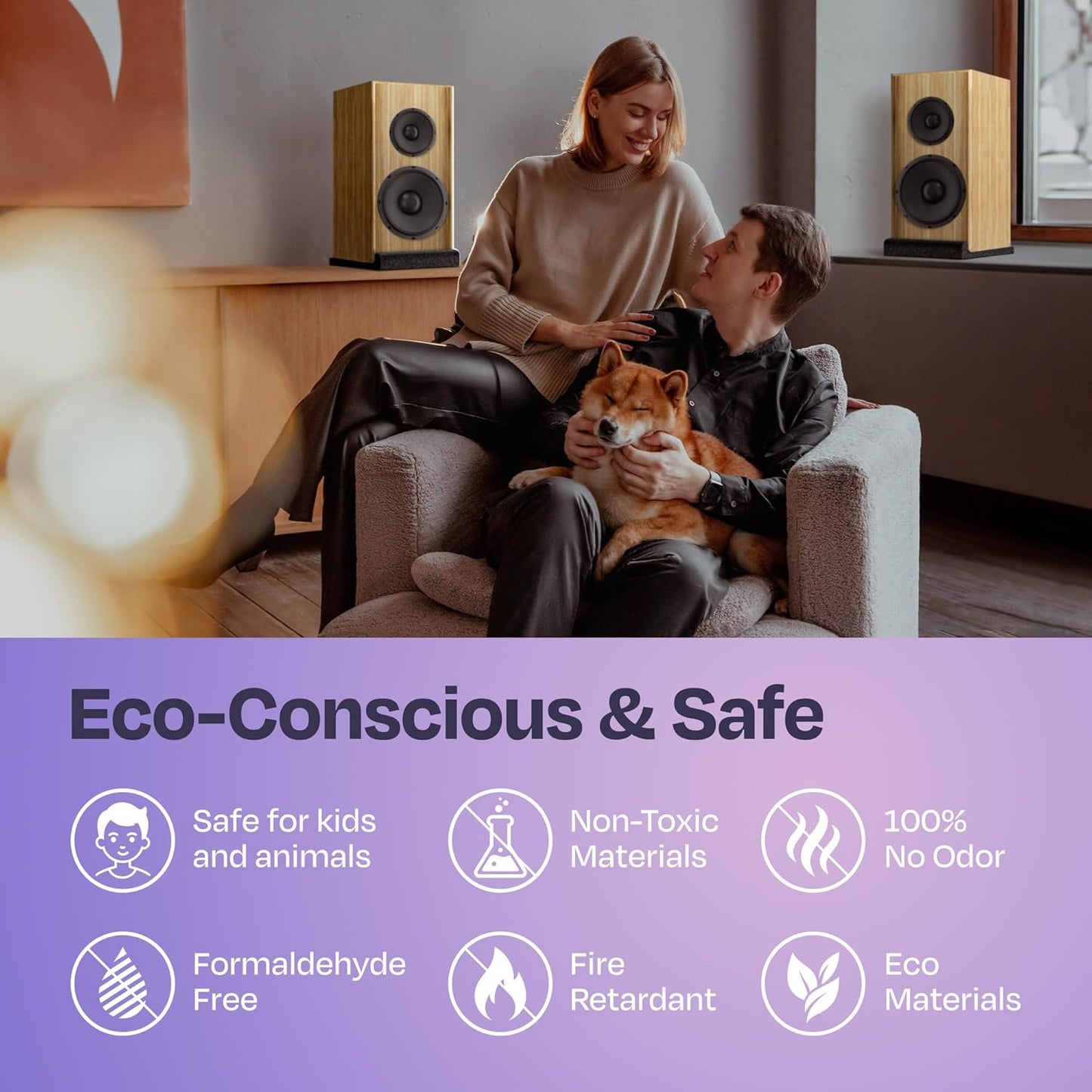 Studio Monitor Isolation Pads Premium Acoustic Foam for 3-4.5 Inch Speakers with Vibredux HD Foam for Superior Isolation, Black