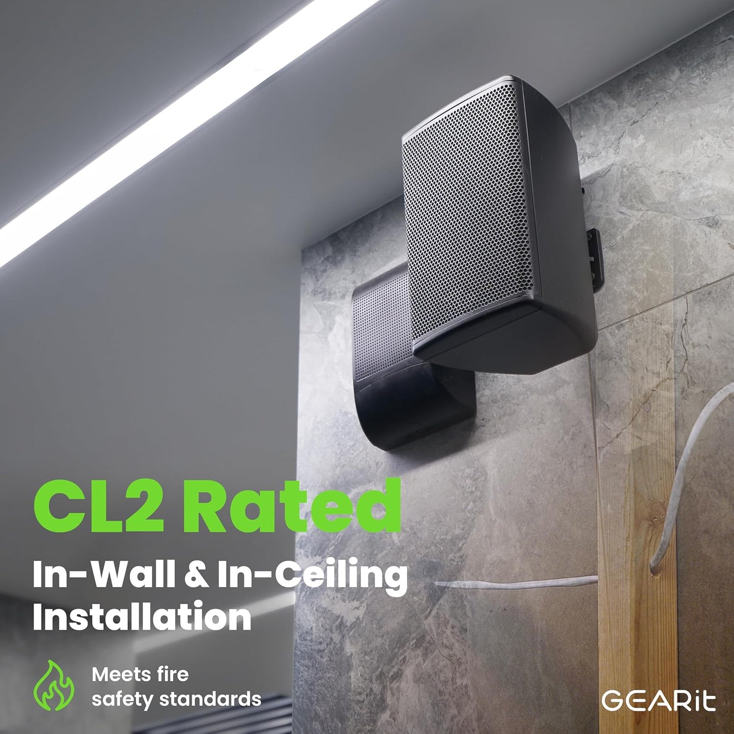 GEARit 14 Gauge Speaker Wire (200 Feet), Black Speaker Cable for Indoor Home Theater or Car Audio, CL2 Rated in-Wall Fire Safety Wire, 2 Conductors, CCA