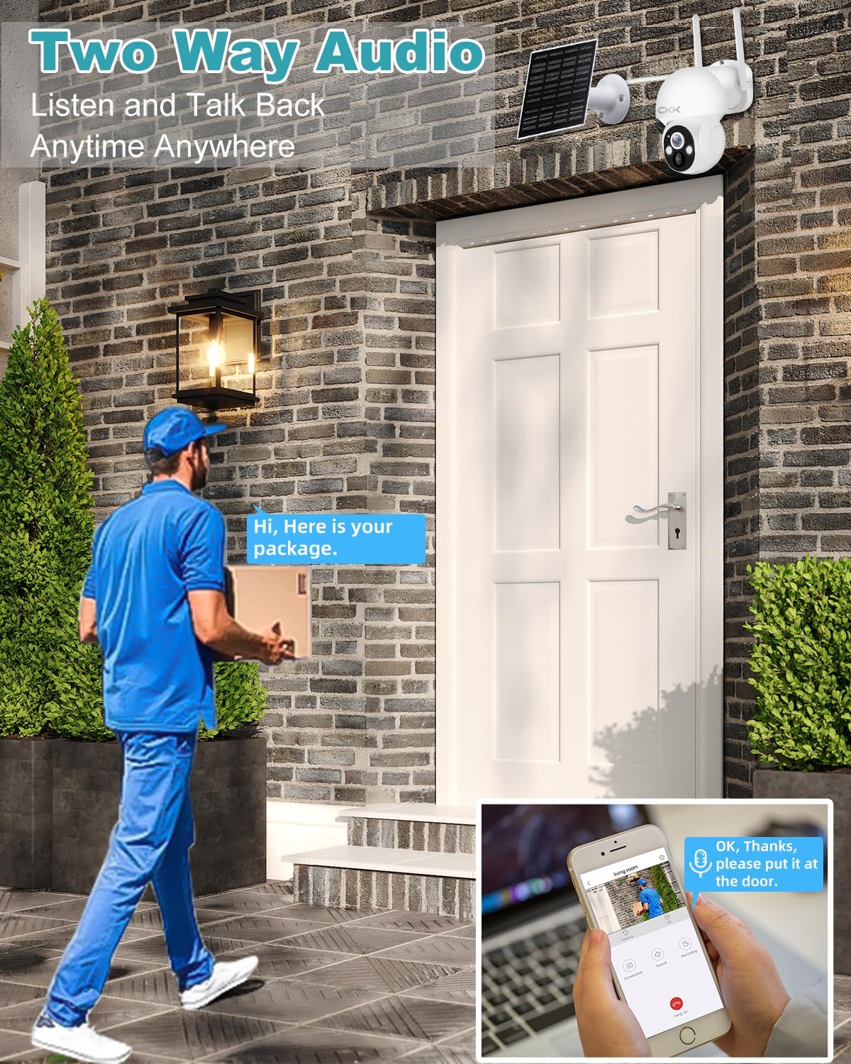 4MP PTZ Solar Security Camera Outdoor, 4pcs Wireless Security Camera System with 128GB Card, Pan/Tilt/Zoom, PIR Detection, 2-Way Audio, Audible Flashlight Alarm, IP66 Waterproof, Two Ways of Storage