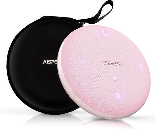 M4 Bluetooth Speakerphone Conference Speaker and Microphone with AI Noise Reduction GPT Transcription Speakers for Computer Desktop 360° Voice Pickup at Home Office for Teams/Zoom, Pink