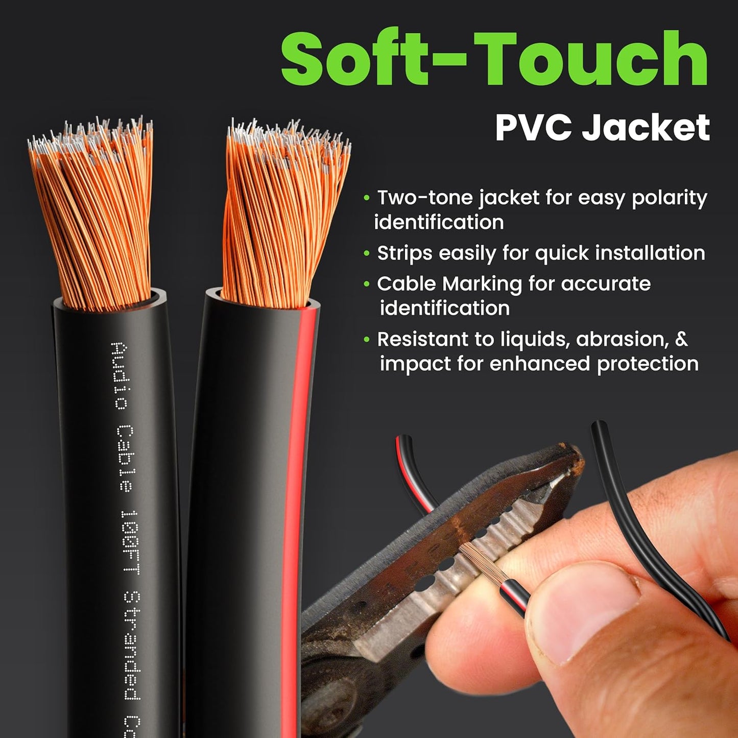 GEARit Speaker Wire 14 Gauge, Speaker Cable 200ft for Car Audio, Home Theater, CCA(Black)