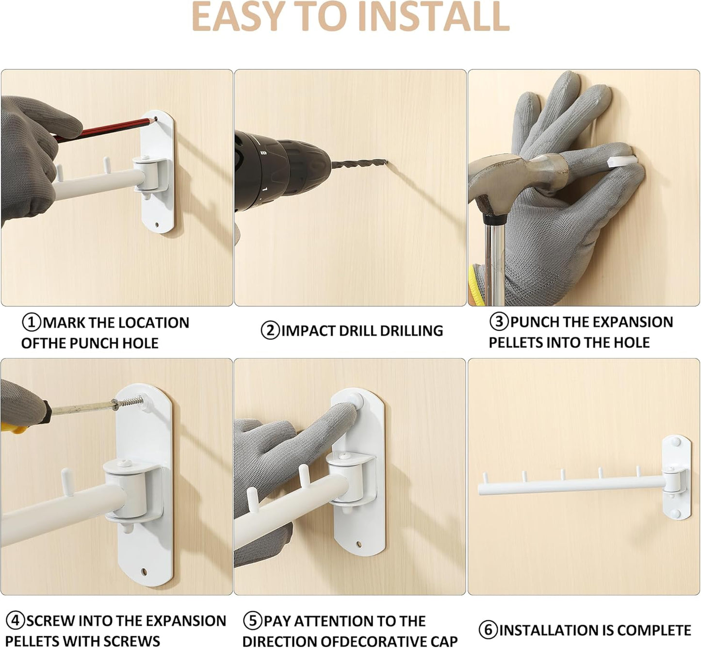 Swing Clothes Hanger Rack,Garment Racks Wall Mounted Clothes Bar-Hanger Holder Hooks Heavy Duty Folding Drying Rack Space Saving Clothing Hanging System Closet Storage Organizer,White Finish