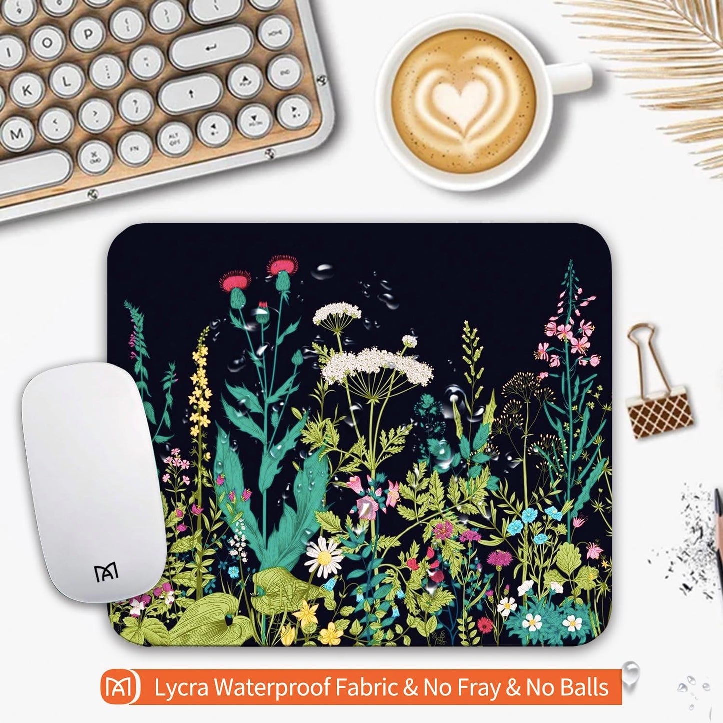 Square Mouse Pad Midnight Flowers,Personalized Premium-Textured Custom Mouse Mat Design,Washable Mousepad Cloth,Non-Slip Rubber Base Computer Mouse Pads for Wireless Mouse