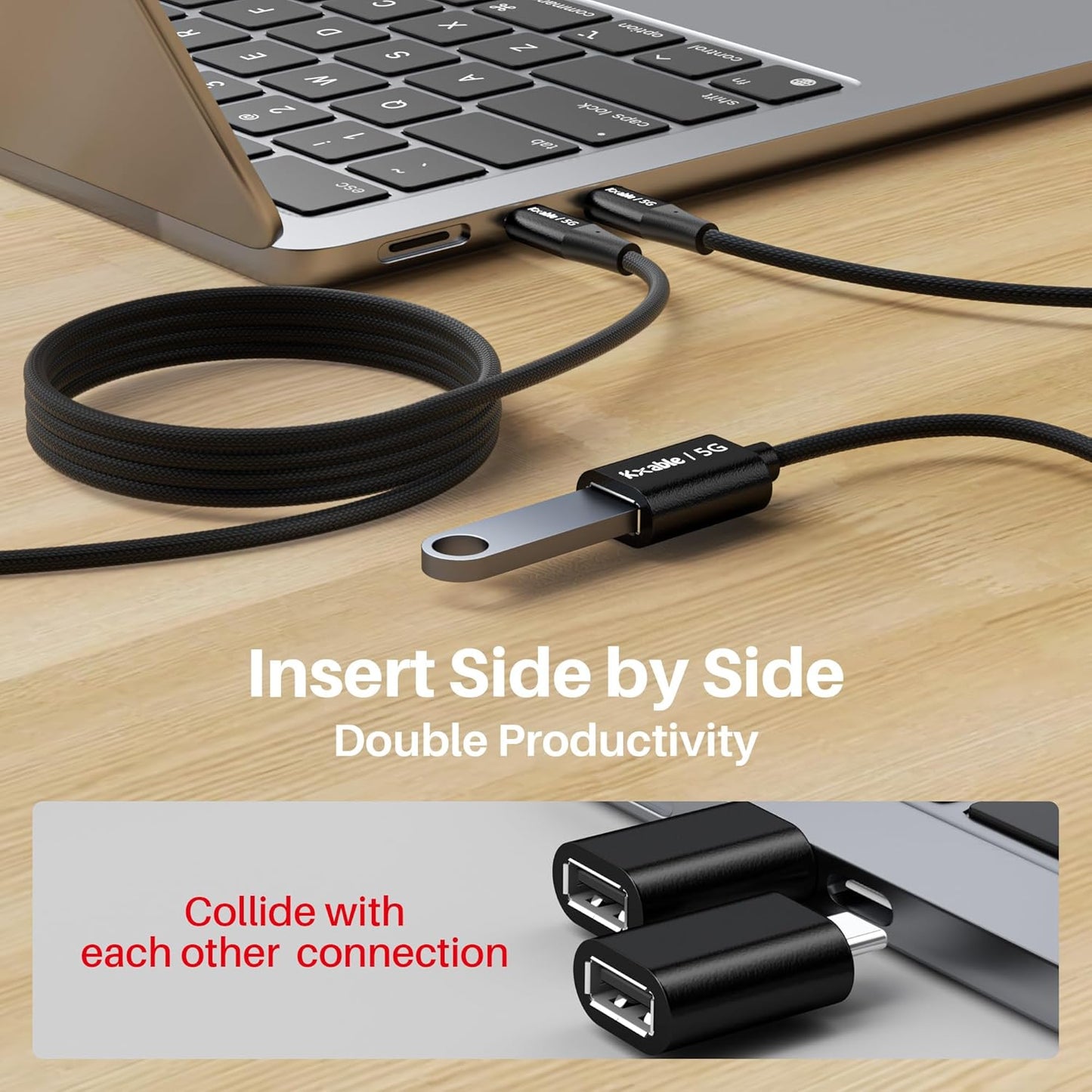 USB C to USB Female Cable 3FT, Type-C Male to USB A 3.1 Female OTG Cable, 5Gbps Data Transfer, Compatible with MacBook Pro/Air, iPhone 16 Pro Max/16 Plus/16/15 Series, Galaxy S24/S23/S22/S21 and More