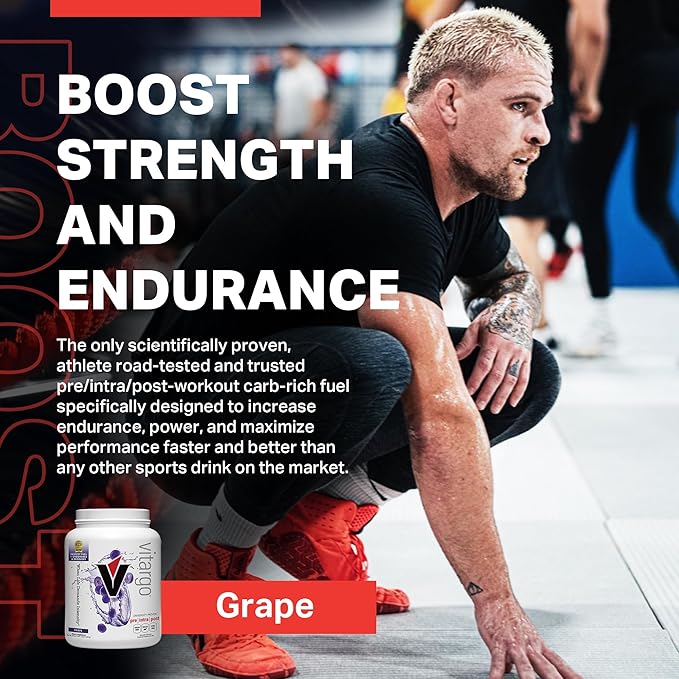 Vitargo Carbohydrate Powder | Feed Muscle Glycogen 2X Faster | 4.4 LB Grape Pre Workout & Post Workout | Carb Supplement for Recovery, Endurance, Gain Muscle Mass