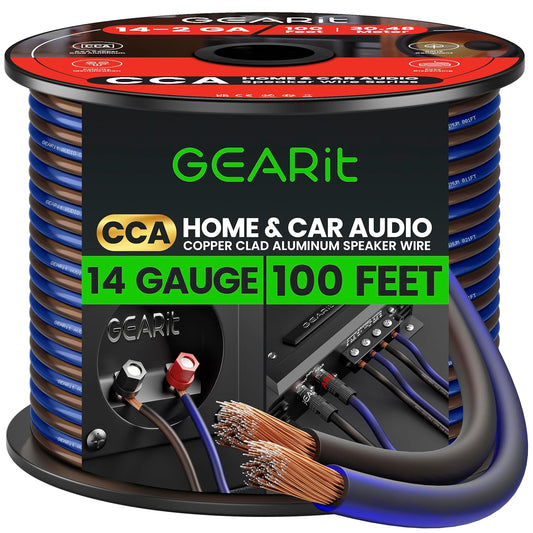 GEARit Speaker Wire 14 Gauge, Speaker Cable 100ft for Car Audio, Home Theater, CCA(Black Blue)