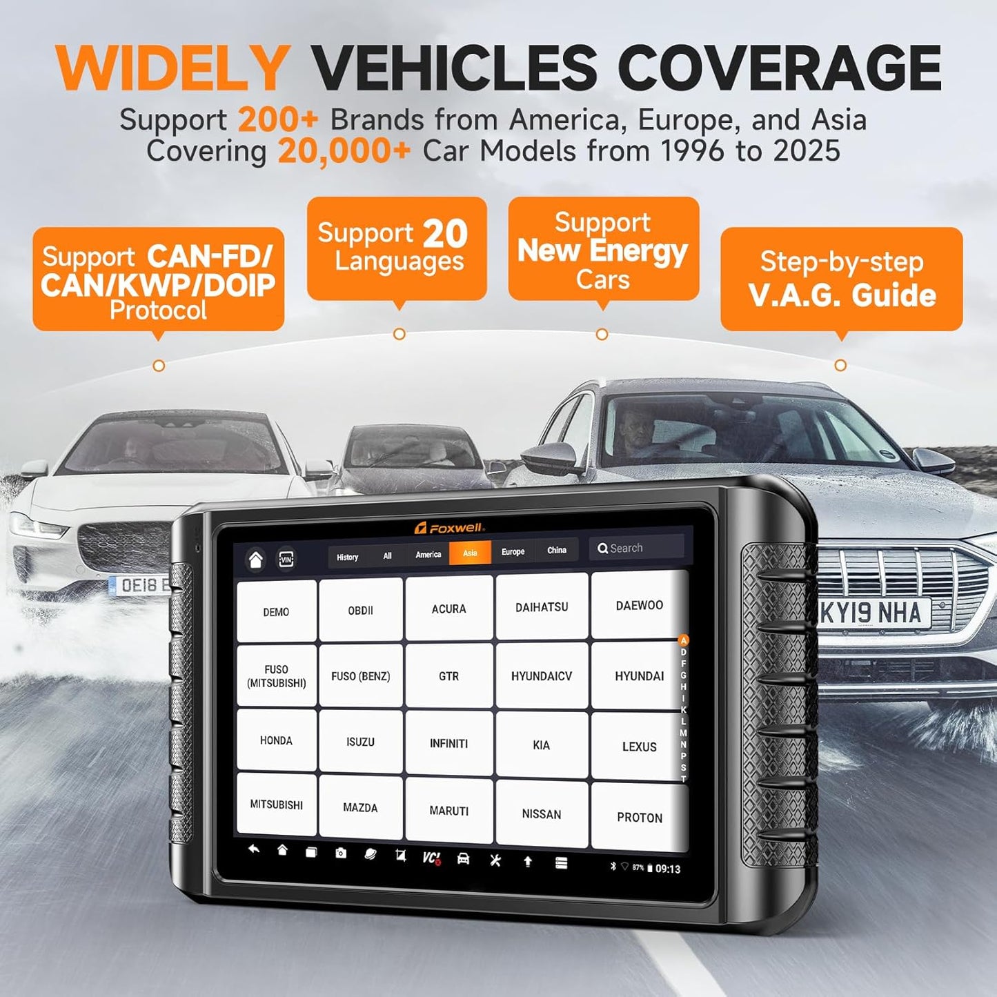 FOXWELL NT1009 All-System Bi-Directional Scan Tool with All Reset Services, Topology Mapping, V.A.G Guide & FCA SGW Support, CAN-FD DoIP Diagnostic Scanner for All Cars, 3-Year Free Updates