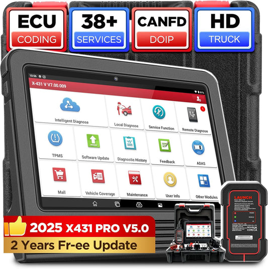 LAUNCH X431 Pro V5.0 2025 New Generation Automotive Diagnostic Scanner Tool, OEM Bluetooth Bidirectional OBD2 Scan Tool with CANFD & DOIP, 38+ Special Functions for All Cars