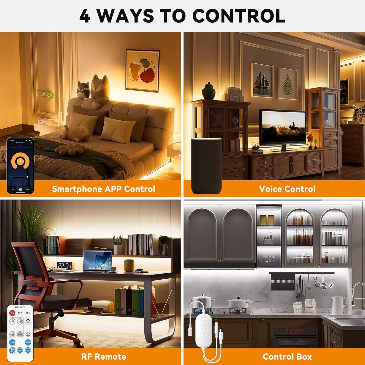 PAUTIX 2-Way RF WiFi Smart Remote Dimmer for Single Color LED Strip Lights,Work with Alexa and Google,14-Key Wireless Remote,DC 12-24V Controller for 3528/2835/5050/COB LED Strip Light(One to Two Way)