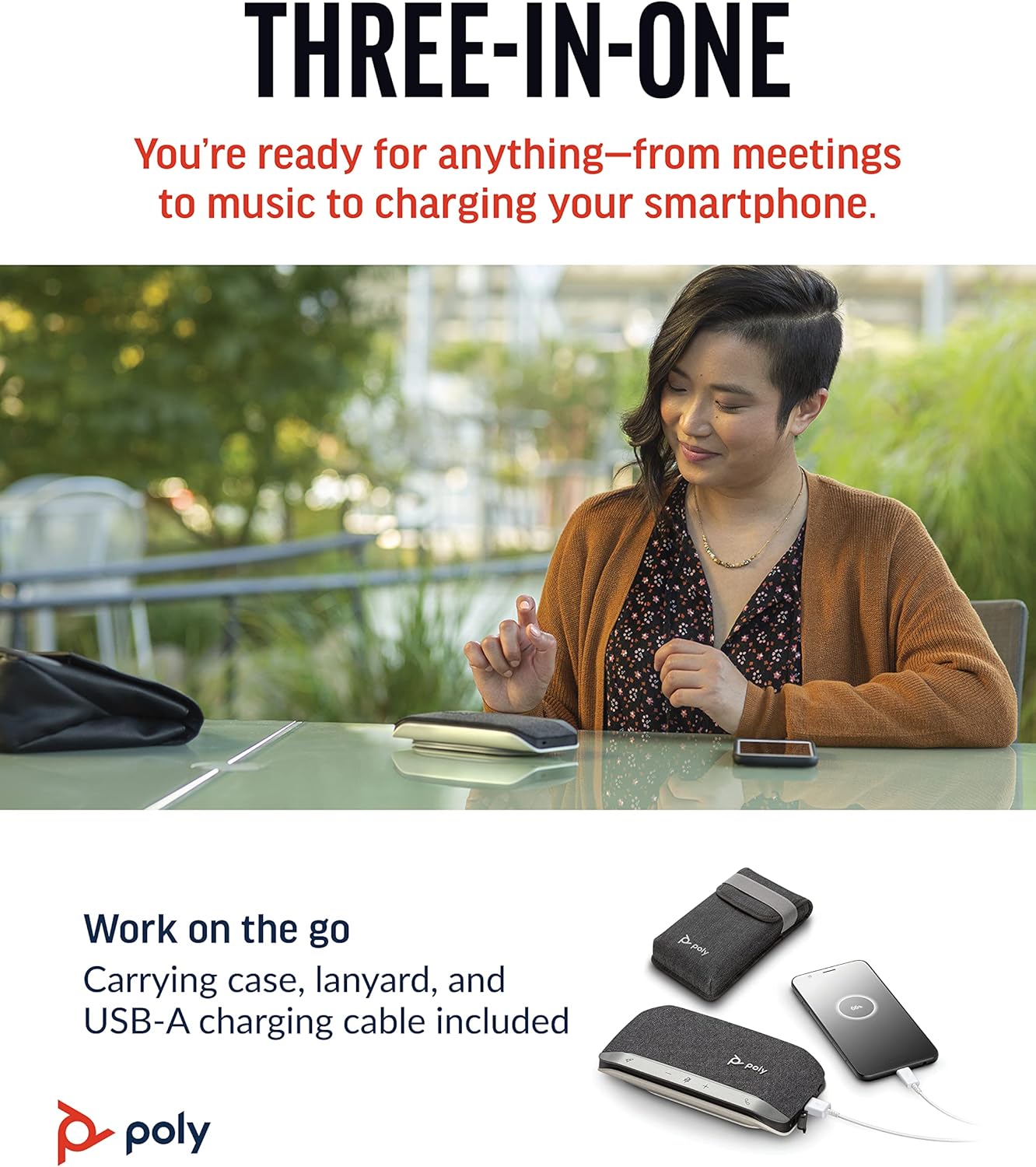 Poly Sync 20 USB-A Personal Portable Smart Speakerphone (Plantronics) - Connect to Mobile via Bluetooth, PC/Mac via Included USB-A Cable - Noise/Echo Reduction - Works w/Teams, Zoom - Amazon Exclusive