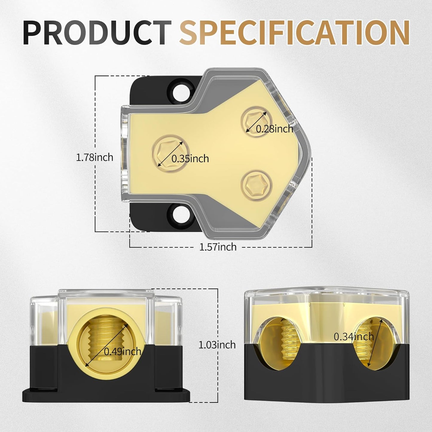 12V Power Distribution Block Car Audio Amp Splitter 2 Way 0/2/4 Gauge in 4/6/8 Gauge Out Ground Distribution Block for Automotive Car Boat