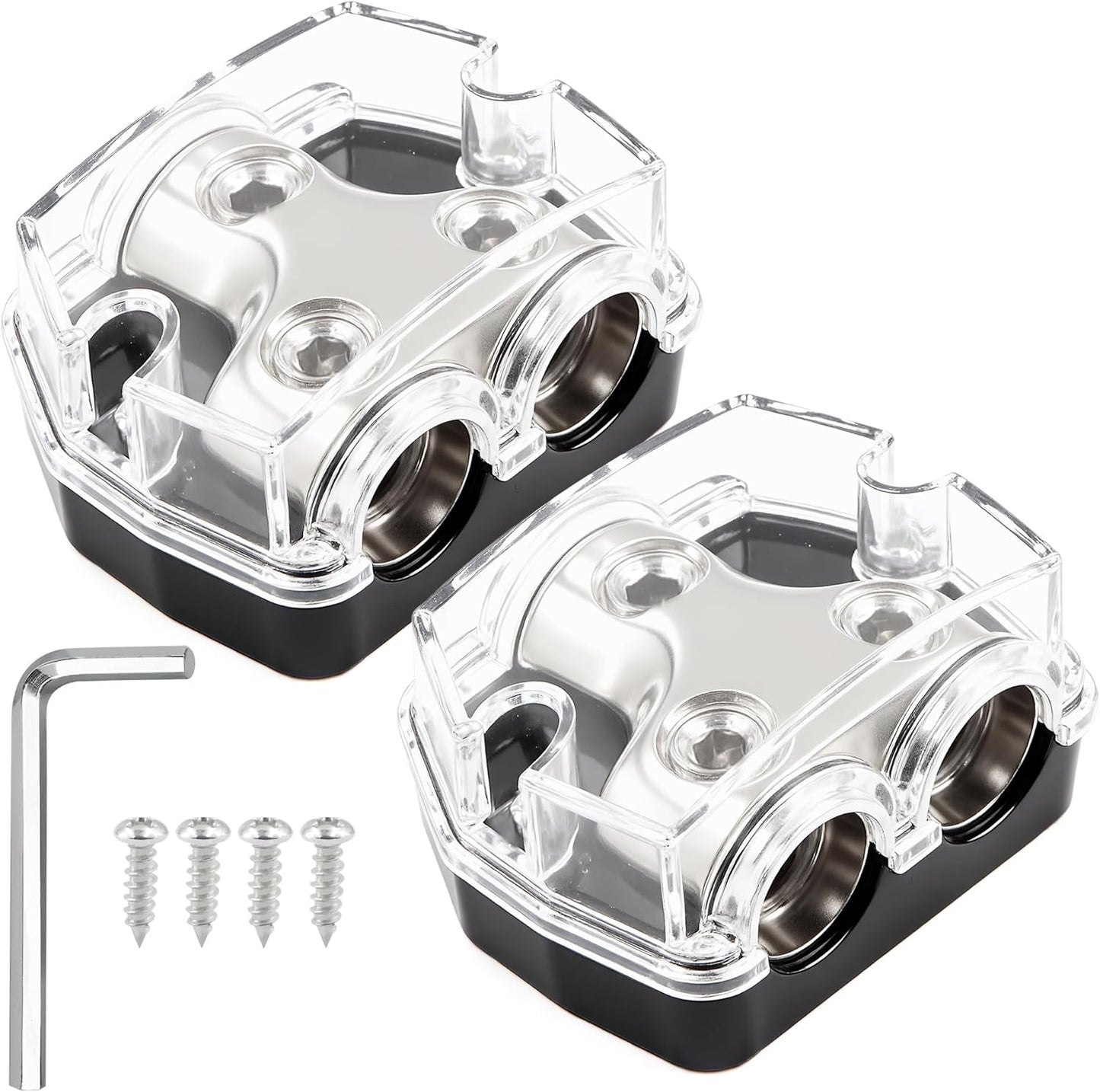 2 Way Power Distribution Block 1x 0 GA in 2X 0 GA Out Circuit Protector Distribution Connecting Blocks for Car Audio Splitter,2Pcs with Installation Kit