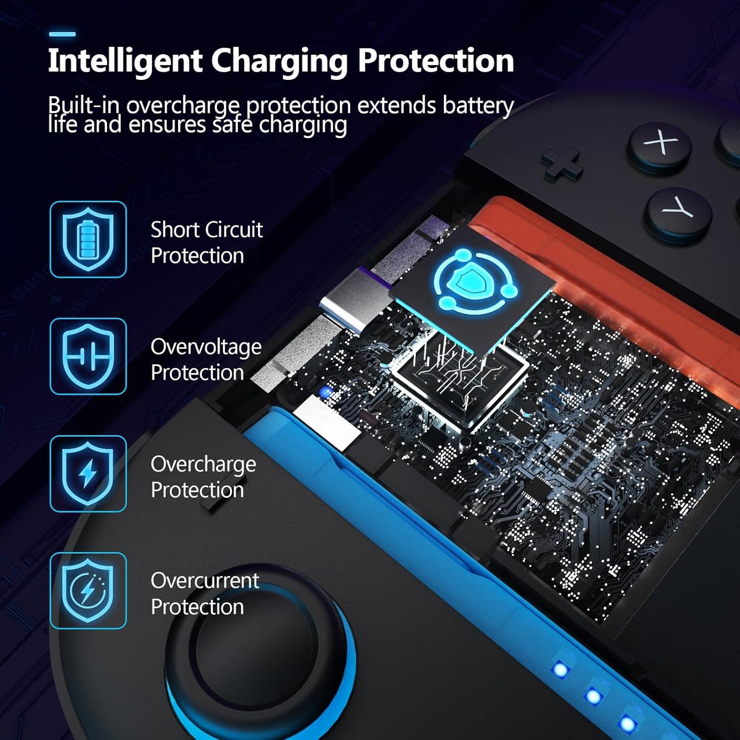 Switch 2 Joycon Charging Grip with Built-in 2000 mAH Battery, Super Magnetic Charger Handle for Nintendo Switch 2 Joycons, Ergonomic Controller Grips for Playing While Charging, Switch 2 Accessories Black (Built-in Battery Black)