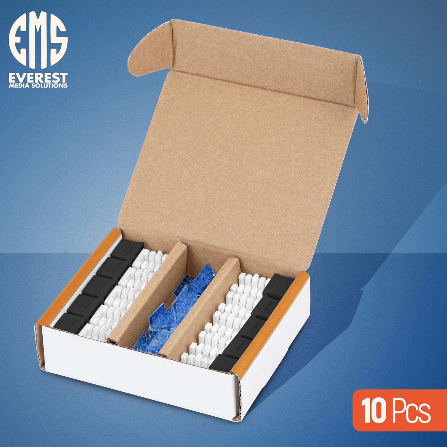 Everest 90° Angled RJ45 Cat5e Keystone Jacks 10-Pack in Black - Slim Profile Female RJ45 Connectors - Cat 5e Keystone Jack - Compatible with 90° Angled Speed Termination Tool - easyJACK (B094WB91H3)