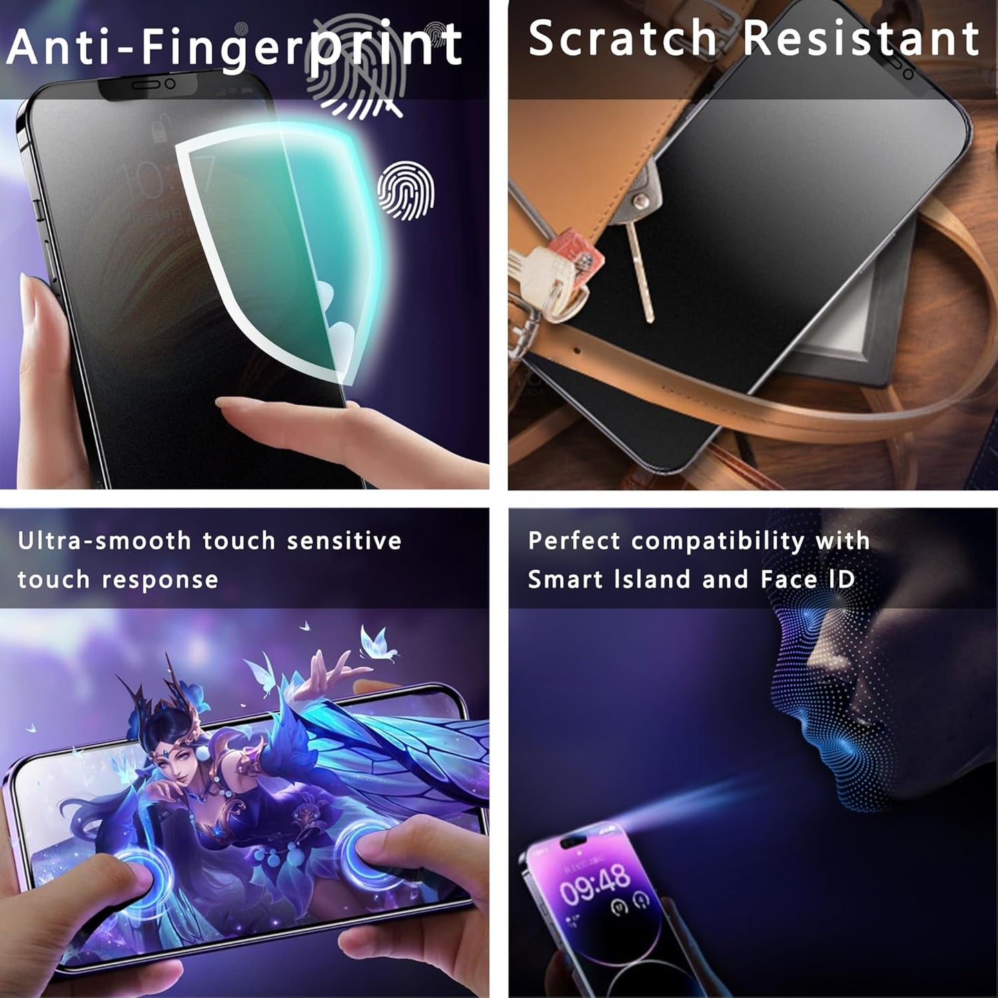 (2-Pack Matte Privacy Anti-Spy Screen Protector for iPhone 12/12 Pro (6.1-Inch),9H Tempered Glass,Anti-Glare,Full Coverage,Anti-Fingerprint,Auto Dust Removal,Bubble-Free