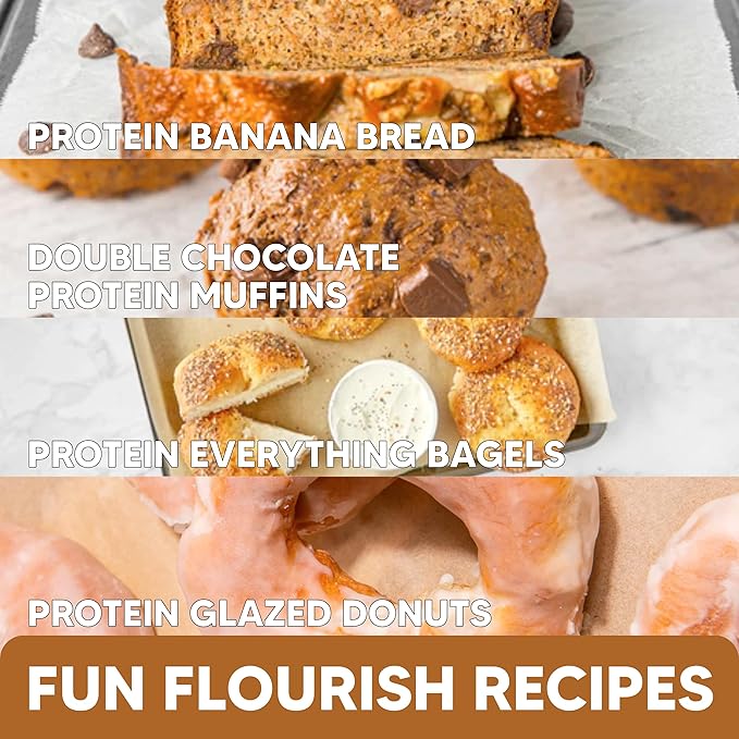 Flourish - Protein Pancake & Waffle Mix, Whey Protein Isolate & Flax Seed, Non-GMO, No Added Sugar, Superfood, High Protein & Fiber, Just Add Water - Chocolate, 16oz