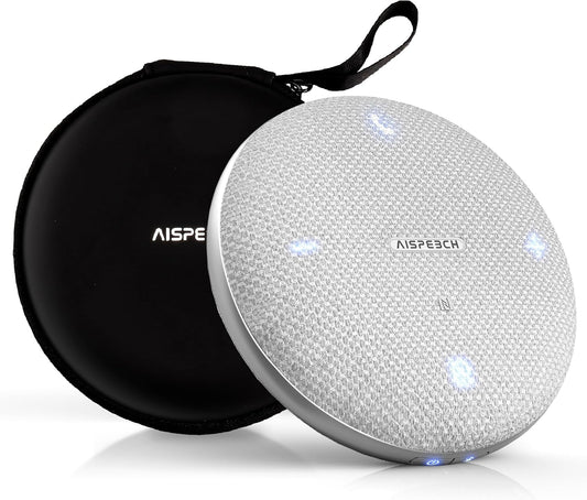 Bluetooth Conference Speakerphone M4 Conference Microphone with AI Noise Reduction AI Transcription Full-Duplex 360° Omnidirectional Voice Pickup USB Speaker for Teams Zoom Home Office, Gray