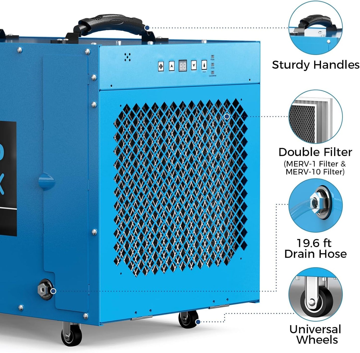 ALORAIR 235 Pints Commercial Dehumidifier with Pump for Crawl Spaces & Basement, Portable Dehumidifier with Drain Hose, Wheels for Crawlspace, Auto Defrost, Memory Restart, Heavy-Duty Moisture Removal