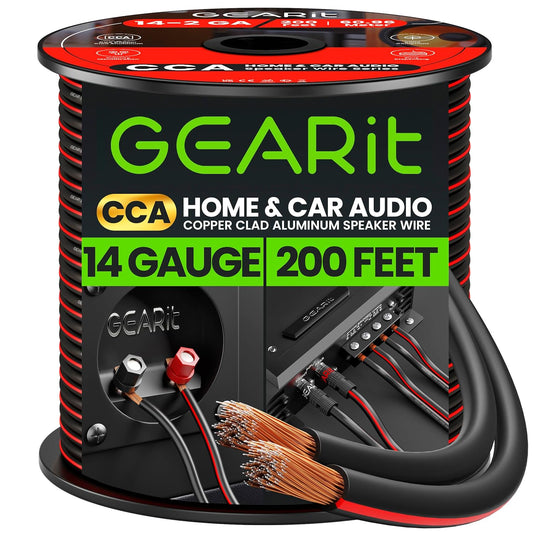 GEARit Speaker Wire 14 Gauge, Speaker Cable 200ft for Car Audio, Home Theater, CCA(Black)