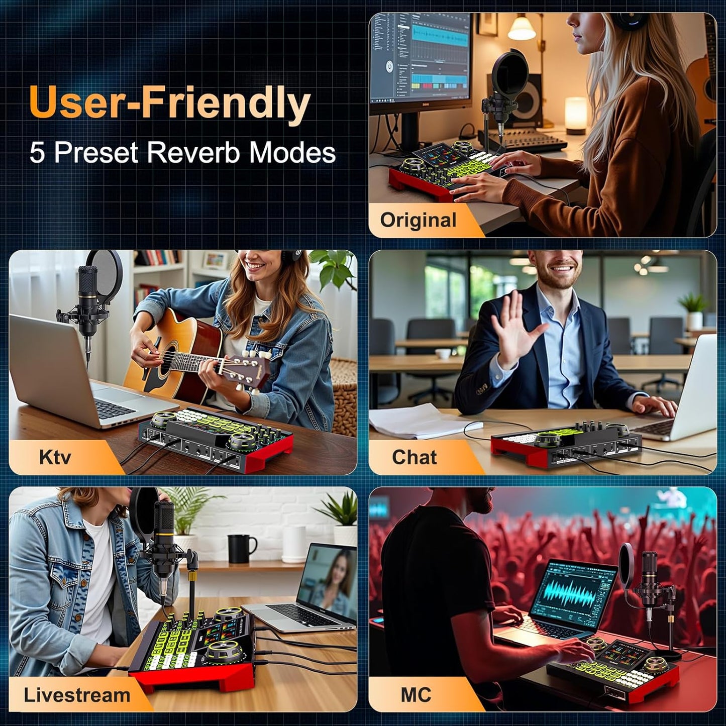 Podcast Equipment Bundle – Condenser Microphone with 3.5mm Audio Interface, Live Sound Card & Soundboard for PC, for Podcasting,Singing, Phone Streaming