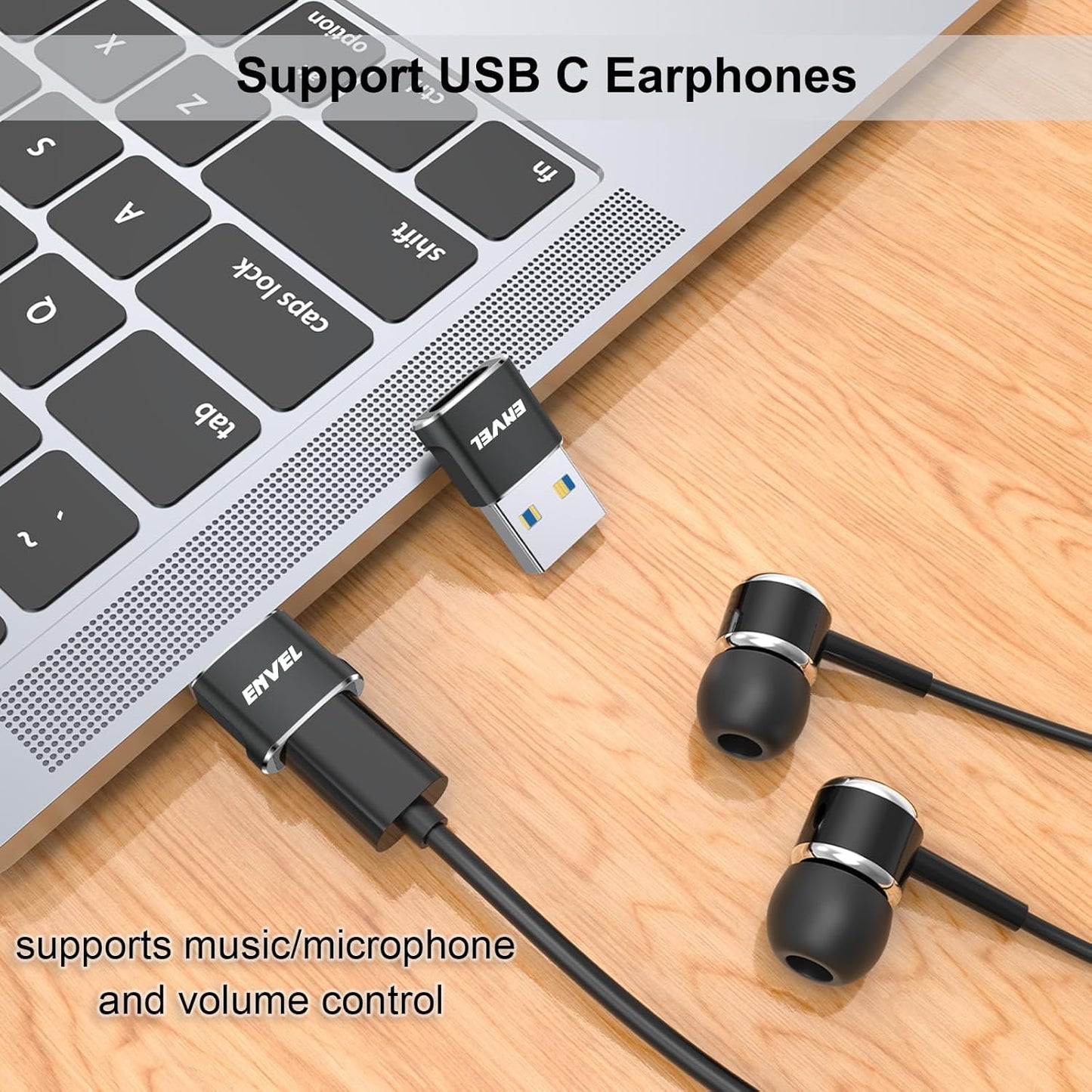 ENVEL USB to USB C Adapter, USB3 5Gbps High Speed Data Transfer, OTG Converter Thunderbolt3 to USB Female Compatible with Apple iWatch iPhone 15 Pro Max iPad Air 4 5 Mini 6 (Black, USB A/C Male)