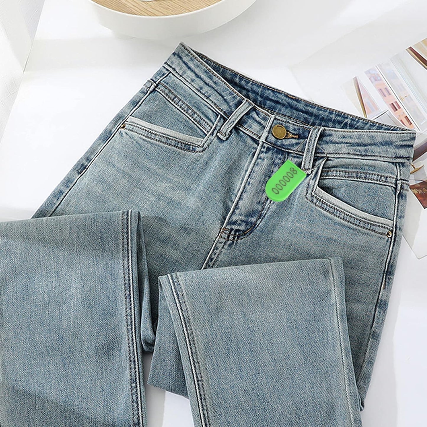 500PCS Plastic Padlock Security Seals Metal Wire Padlocks Electric Meter Lockout Tags Self-Locking Numbered Anti Tamper Seal Tags Green